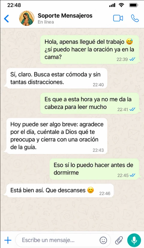 Ilustración de una conversación sobre oración al final del día